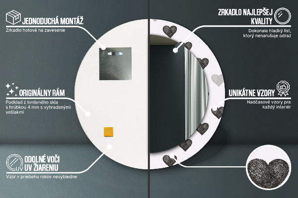 Rund spegel dekorativ Abstrakta hjärtan