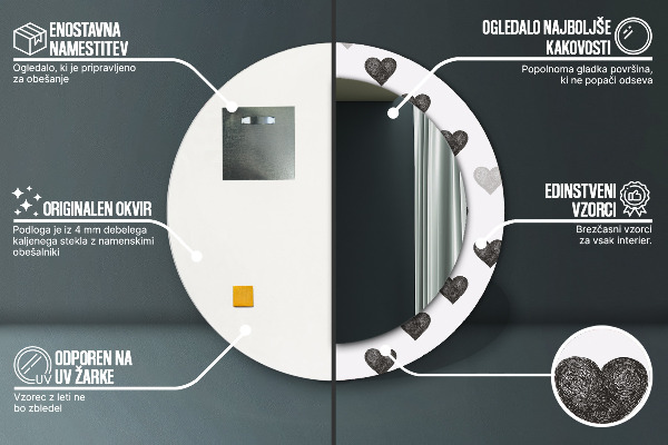 Rund spegel dekorativ Abstrakta hjärtan