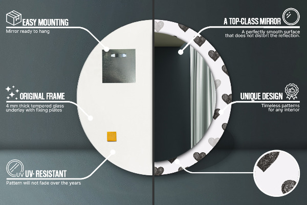 Rund spegel dekorativ Abstrakta hjärtan