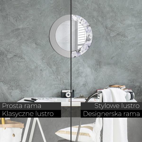 Rund spegel dekorativ Blå rosor