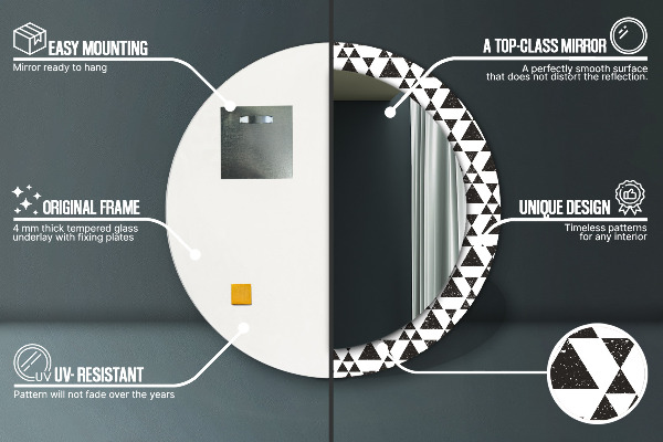 Rund spegel dekorativ Trianglar geometri