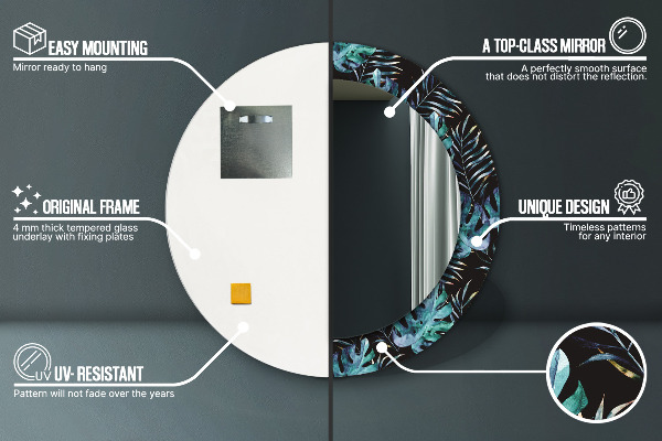 Rund spegel dekorativ Exotiska löv