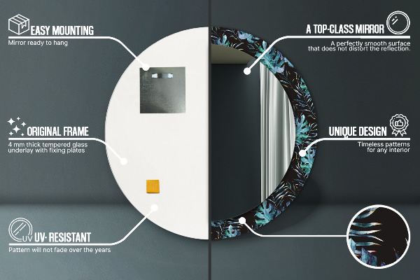 Rund spegel dekorativ Exotiska löv