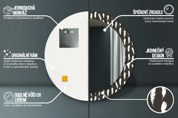 Rund spegel dekorativ Fjädrar