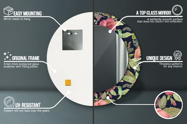 Rund spegel dekorativ Hibiskus blommor