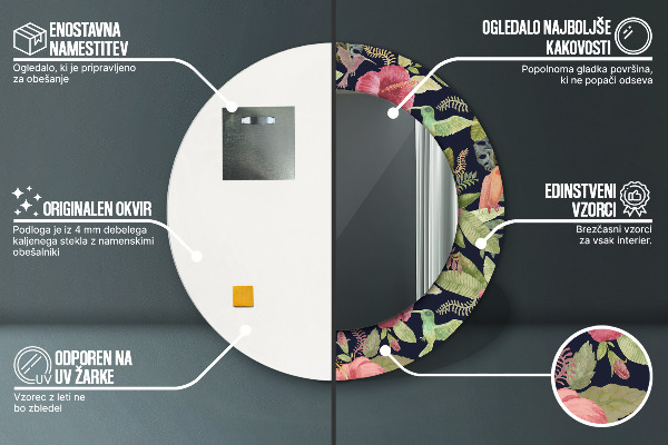 Rund spegel dekorativ Hibiskus blommor