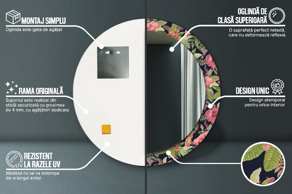 Rund spegel dekorativ Hibiskus blommor