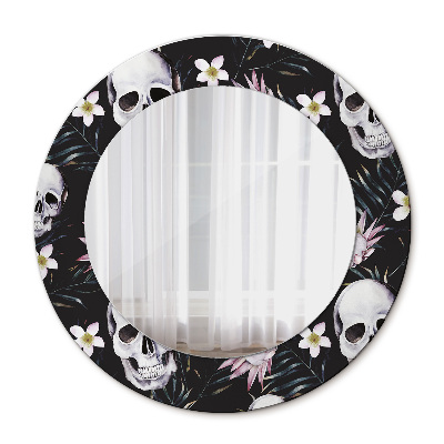 Rund spegel dekorativ Skalle blommor