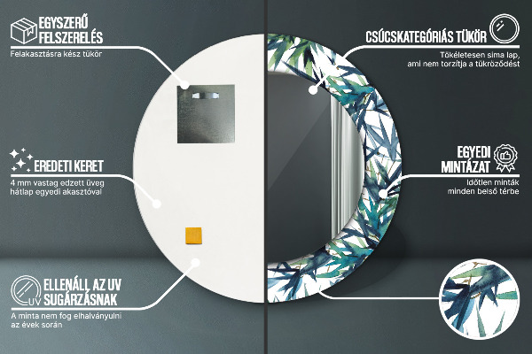 Rund spegel dekorativ Blå palmer