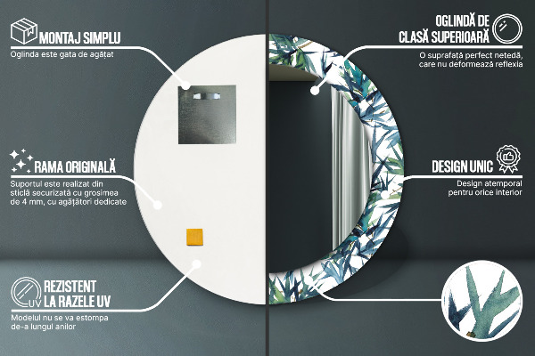 Rund spegel dekorativ Blå palmer