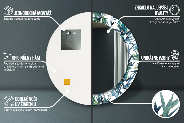 Rund spegel dekorativ Blå palmer