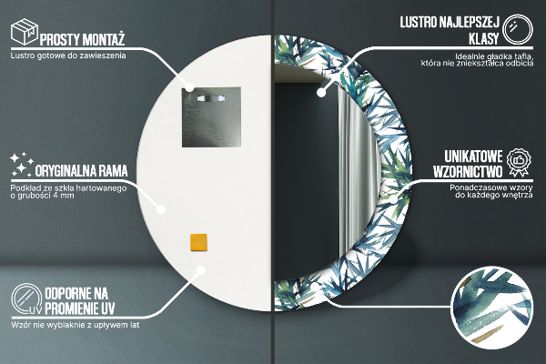 Rund spegel dekorativ Blå palmer