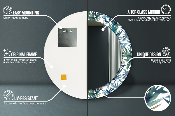 Rund spegel dekorativ Blå palmer