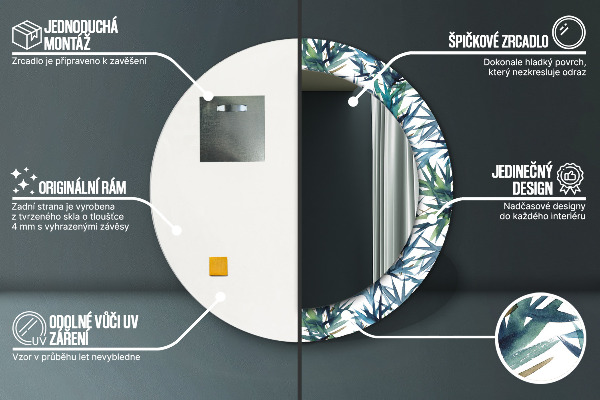 Rund spegel dekorativ Blå palmer