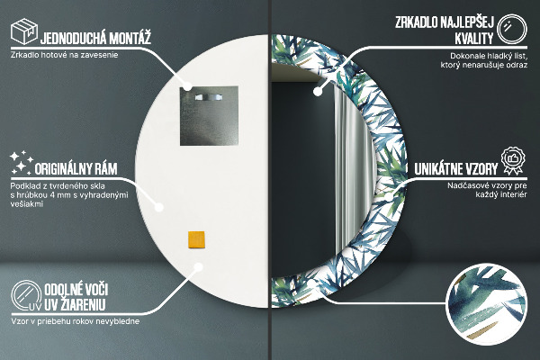 Rund spegel dekorativ Blå palmer