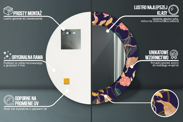 Rund spegel dekorativ Akvarellväxter