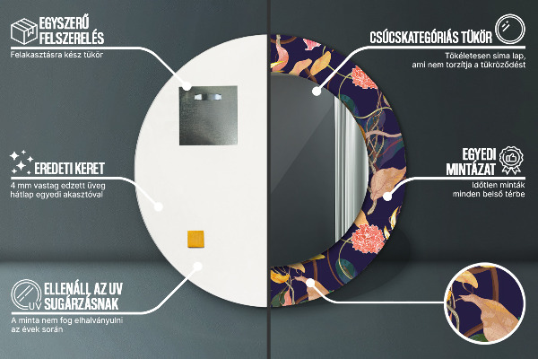 Rund spegel dekorativ Akvarellväxter