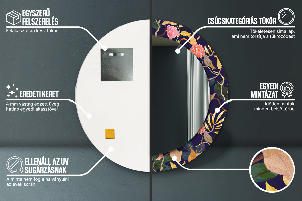 Rund spegel dekorativ Akvarellväxter