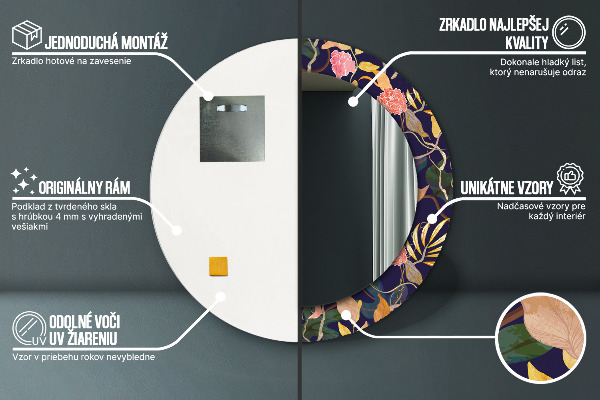 Rund spegel dekorativ Akvarellväxter