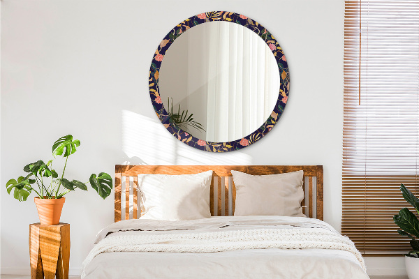 Rund spegel dekorativ Akvarellväxter