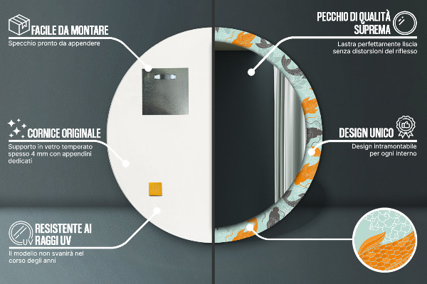 Rund spegel spektakulär kinesisk karp