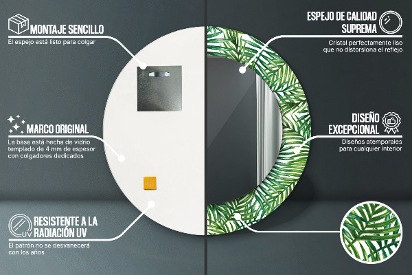 Rund spegel spektakulär Tropisk palm