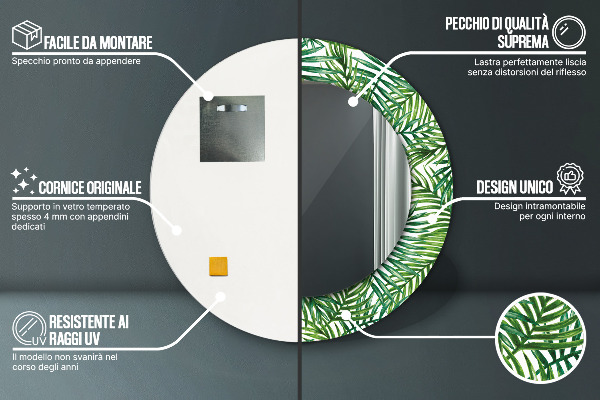 Rund spegel spektakulär Tropisk palm