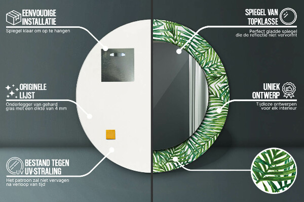 Rund spegel spektakulär Tropisk palm