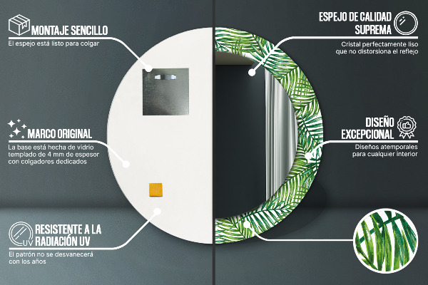 Rund spegel spektakulär Tropisk palm