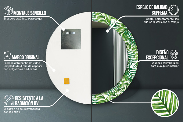 Rund spegel spektakulär Tropisk palm