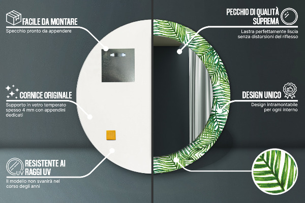 Rund spegel spektakulär Tropisk palm