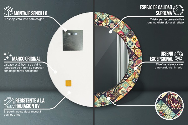 Rund spegel spektakulär Etnisk blommig