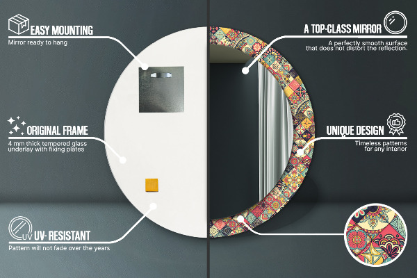 Rund spegel spektakulär Etnisk blommig