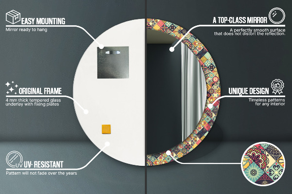 Rund spegel spektakulär Etnisk blommig