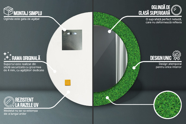 Rund spegel spektakulär Grönt gräs