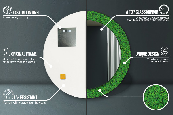 Rund spegel spektakulär Grönt gräs
