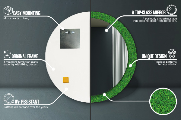 Rund spegel spektakulär Grönt gräs