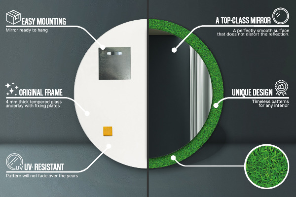 Rund spegel spektakulär Grönt gräs