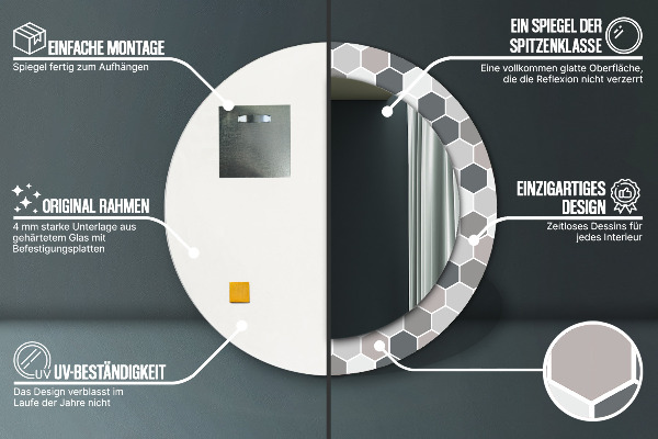 Rund spegel spektakulär Sexkantigt mönster