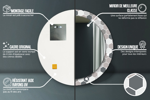 Rund spegel spektakulär Sexkantigt mönster