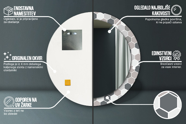 Rund spegel spektakulär Sexkantigt mönster