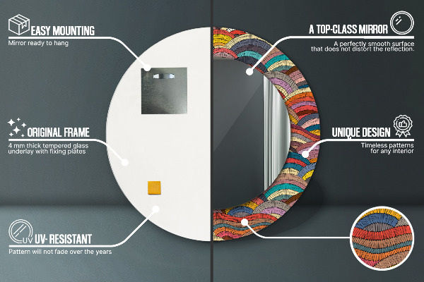Rund spegel spektakulär Bohemisk prydnad