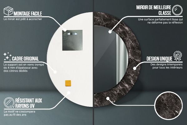 Rund spegel spektakulär Svart marmor