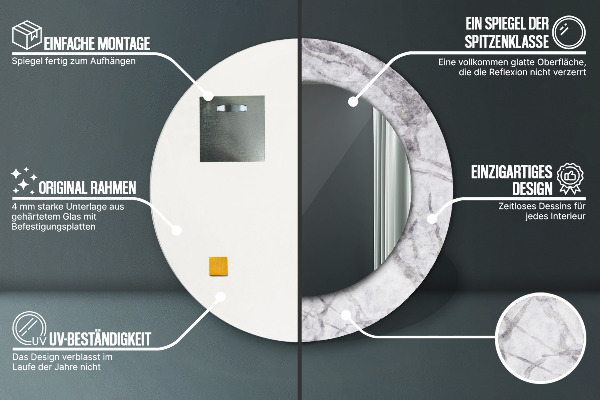 Rund spegel spektakulär Vit marmor