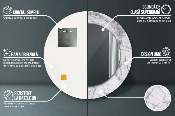 Rund spegel spektakulär Vit marmor