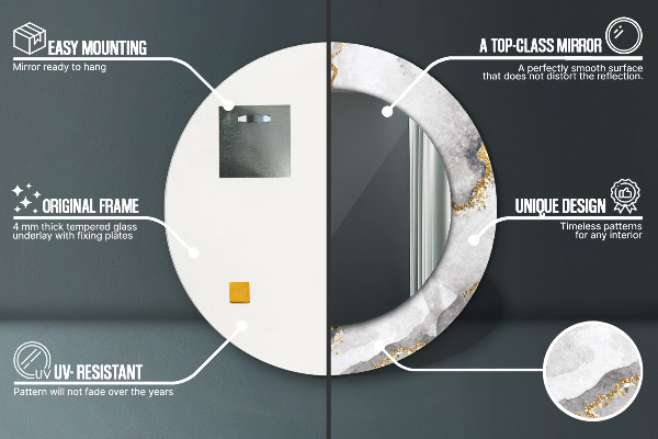 Rund spegel spektakulär Vitguld marmor