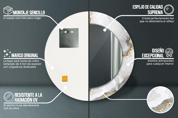 Rund spegel spektakulär Vitguld marmor