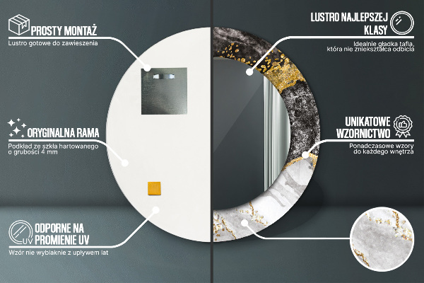 Rund spegel spektakulär Marmor och guld