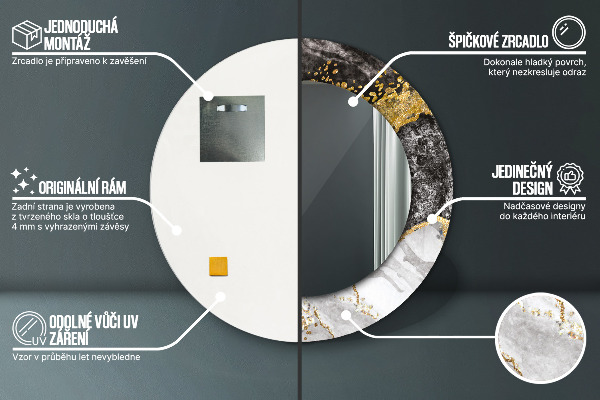 Rund spegel spektakulär Marmor och guld