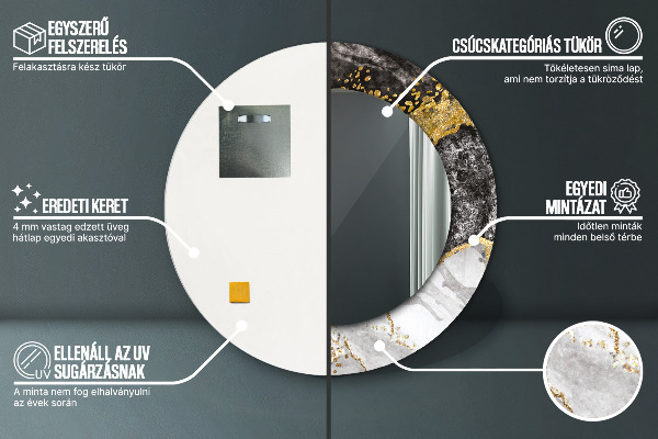 Rund spegel spektakulär Marmor och guld